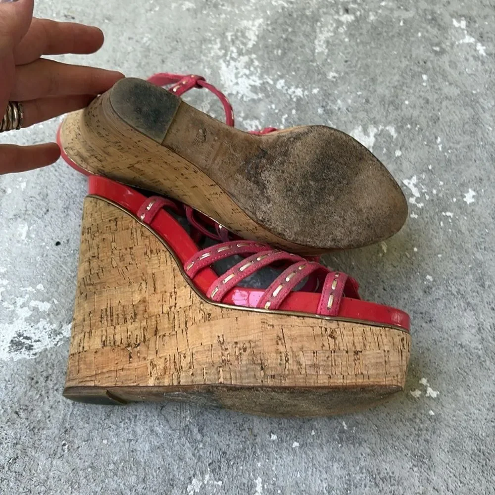 Christian Dior, pink cork wedges